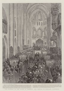 The Funeral of the Queen of Denmark, the Service in Roskilde Cathedral by Henry William Brewer